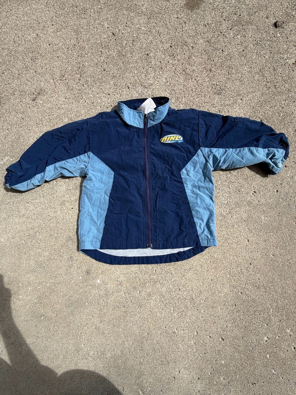 Vintage Nike Toddler 4 Colorblock Windbreaker Jacket Navy Blue Yellow Swoosh